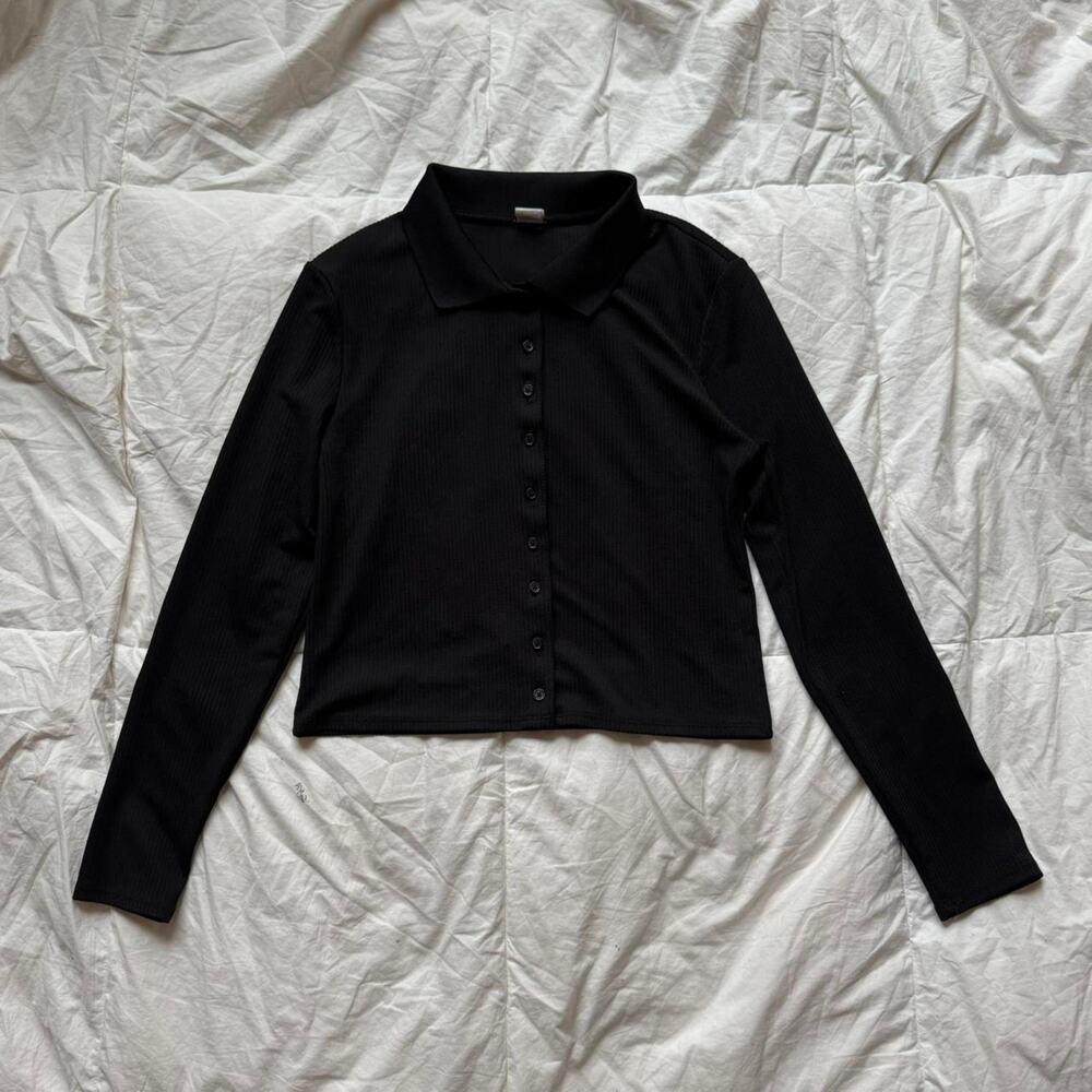 Derek heart‎ Y2k minimalist long sleeve collared button up shirt LG quiet luxury